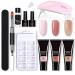 Kangmeile Nail Gel Set Nails Polygel Nail Kit with 3 Colour Extension Glue Polygel Set Nail Extension Gel Set Starter Set Gel Polish Starter Kit Nail Design Polygel Set with UV Lamp(B)