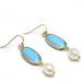 Earrings for Women Natural Cultured White Rice Bezel Set Blue Crystal Plated Hook Earrings Cute for Women Hilarity Earrings for Women - Buy Online on GoSupps.com