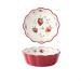 FURLOU Bowl Wavy Edge Ceramic Cake Bowl Household Hand Painted Fruit Salad Dessert Bowl Breakfast Rice Soup Tableware Kitchen Dinnerware Bowls (Color : Red)