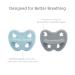 Hevea Pacifier 2-Pack - Natural Rubber Maya Blue & Thunder Grey | Eco-Friendly Star & Moon + Duck Design (3 Months+) - Buy Online on GoSupps.com