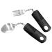 Divono disabled aids 1 piece of flexible spoon and 1 piece of flexible fork Parkinson's aids independent utensil for self -nutrition for arthritis elderly disabled black