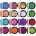 Lot de 16 pots de poudre pour ongles chrom s effet m tallique pour nail art manucure avec 16 b tonnets de fard paupi res