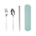 Stainless Steel Cutlery Set Spoon Fork Chopsticks Portable Three Piece Cutlery Set Green