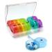 Weekly AM/PM Pill Box Daily Pill Organizer (Twice-a-Day) Fish Oil/Vitamin/Supplement with Dust-Proof Box BPA-Free(Rainbow)
