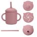 let's make 3 Way Toddler Sippy Cup 6 Months Baby Cup with Straw Food Grade Silicone Snack Cup No-Spill Catcher Food Cup with 2 Handles BPA Free Unbreakable Trainer Cup for Babies Pink With Three Covers