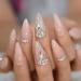HUL Artificial Nail Tips - Natural Color Acrylic Pointed Toes with Strass Design | 24 Long High Heels Manicure Essentials - Buy Online on GoSupps.com