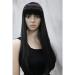 BGHJUE Fringed With Tassel Straight Hair Female High Temperature Silk Simulation Natural Black Long Hair Set Long Straight Hair Wig
