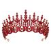 SWEETV Queen Crown for Women  Princess Tiara Pageant Diadem  Vintage Hair Accessories for Prom Birthday Party Halloween 1. Red