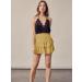 LAEMILIA Elastic Waist Floral Print Mini Skater Skirt - Yellow (Size L) - Buy Online on GoSupps.com