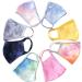  US Stock 8PCS Women Girls Silk Black_Mask With Design Tie Dye Soft Reusable Cloth Elastic Earloops 2 Layers For Beauty Skin Care (Adult Size) - Buy Online on GoSupps.com