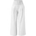 FUAIOKT Linen Wide Leg Beach Palazzo Pants for Women - High Waisted, Casual, Flowy, Smocked Lounge Trousers | S-5XL | A-White - Small - Buy Online on GoSupps.com