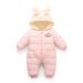 Minizone Baby Snowsuit Winter Romper Girls Boys Cotton Hooded Jumpsuit Warm Long Sleeve Outfits Cartoon Rabbit 6-12 Months Pink
