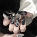 24Pcs Long Coffin Snake Fake Nails with Glue - Black/White French Tips - Buy Online on GoSupps.com