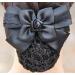 Black Bowknot Hair Bun Cover Net - Satin Ribbon French Clip for Women - Hair Accessories for Stewardess, Banks, Hotels - Buy Online on GoSupps.com