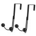KICHOUSE 2pcs Double Hook Wall Mounted Organizer Over Door Storage Rack Door Hanger Metal Clothes Hook 14x9cm Black