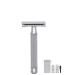 Heavy Duty Chrome Double Edge Safety Razor Non Slip Textured Handle 10 Platinum Super Sharp Blades + Mini Cleaning Brush Manual Wet Shaving Gift Set for Men