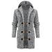 GXLONG Men's Vintage Knitted Cardigan Long Winter Trench Coat with Hood Long Sleeve Cardigan Sweaters with Pockets X-Large Gray