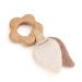 AngelicArt - Baby teething rings made of wood bite-proof muslin fabric/cotton - cute wooden animals - natural (flower - natural)