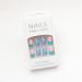 24pcs Glossy Square Press on Nails - Blue Green Butterfly Design | Medium Fake Acrylic Nails for Women - Full Cover Glue on Nail Art - Buy Online on GoSupps.com