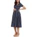 Love2Mi Womens Short-Sleeve Maternity Dress XL Navy White Stripe | Casual A-Line Midi Pregnant Dress - Buy Online on GoSupps.com