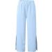 SODAN Women's Side Slit Palazzo Pants - Elastic Waist Cotton Linen Trousers in Summer Blue - Size Medium - Buy Online on GoSupps.com