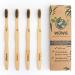 Wowe Natural Bamboo Toothbrush Charcoal Infused Soft Bristles 4 Pack
