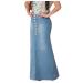 Sanahy Womens Casual Front Button High Waist Washed Denim A-Line Skirts Long Jean Skirt Knee Length Fishtail Skirts Jean Skirts 3XL Light Blue