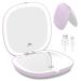 wobsion Travel Magnifying Mirror with Light 1x/10x LED Compact Mirror 2-Side Illuminated Makeup Mirror Dimmable 10cm Rechargeable Handheld Pocket Mirror Gifts for Women(Purple)