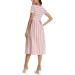 Love2Mi Maternity Dress XL Dark Pink White Stripe - Short-Sleeve A-Line Midi Pregnant Dress - Buy Online on GoSupps.com