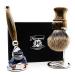 4 Pc Men's Shaving Kit | 5 Edge Razor Badger Hair Brush & Stainless Steel Stand - Perfect Gift for Men - Buy Online on GoSupps.com