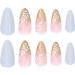 24Pcs Almond Press on Nails Short Matte French Stick on Nails - Baby Blue/Pink False Nails for Women Stiletto Nail Art - Buy Online on GoSupps.com