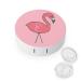 Pink Flamingo Contact Lens Case Travel Portable Travel Contact Lens Box with Mirror