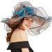 Women Party Church Derby Top Hats Organza Sun Visor Cap Ladies Flowers Fascinators Big Wide Brim Fedoras Brown 4 Medium