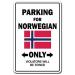 Parking for Norwegian ONLY Aluminum Sign Norway Flag National Pride Love | Indoor/Outdoor | 18" Tall