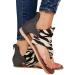 Sandals for women summer leopard pattern flat heel round toe area zipper at the back sandals in oversize cross belts flat with shoes women casual zipper gladiato wit 39 EU