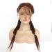 wig European and American women s long straight hair braided wig dark brown front lace wig headgear
