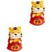ORFOFE Digital Dash 2 Pcs Year of The Tiger Bobble Head Ornament Resin Red Blush Office Pearlescent Fengshui Statue Red 1x2pcs 6X6X9.5CMx2pcs