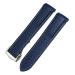 SAWIDEE 22mm Curved Rubber Watch Strap for Omega Speedmaster Moonwatch Seamaster 300 AT150 Blue/White Rose Buckle