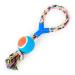 Four Guys Dog Rope Toys 33cm Durable Tennis Ball on A Rope Dog Tug Toy Dog Training Pet Chew Rope Interactive Washable Cotton Toy Tennis Ball Tugger Toy for Dogs (Pack of 1 random Color)