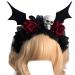Shinycome Halloween Theme Headband Day of Skull Flower Veil Hairband Cosplay Costume Headpiece Women Festival Hair Decor Dark Bat Wing Rose S