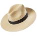 Deluxe Wide Brim Straw Panama Hat, Roll Up Fedora Beach Sun Hat UPF50+, Color Choice, Adjustable Panama Hats for Women or Men Beige