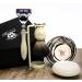 Premium Men's Shaving Kit | 5-Edge Razor Black Badger Hair Brush Stand Soap & Stainless Steel Bowl - Buy Online on GoSupps.com