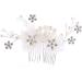 Cubahop Bride Wedding Flower Hair Comb Slides Silver Bridal Crystal Hair Accessories Rhinestones Floral Headpieces for Women and Girls - Buy Online on GoSupps.com