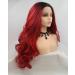 Red Ombr Mermaid Wig with Black Roots - Long Corrugated Heat-Resistant Hair for Cosplay & Parties - High-Density Drag Queen Art Hair for Women - Buy Online on GoSupps.com