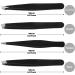 Classycoo Professional Eyebrow Tweezers Set - 4Pcs Stainless Steel Precision Kit for Eyebrows, Facial Hair, Ingrown Hair & Splinter Removal - Black - Buy Online on GoSupps.com