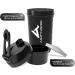 Amity Union 700ml Egg White Shaker - BPA Free Protein Mug with Powder Compartment & Sieve for Whey/BCAA | Midnight Black | Gym & Fitness - Buy Online on GoSupps.com