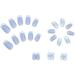24pcs Short Square False Nails French Tip Blue White Press on Nails - Nail Art Accessories for Women and Girls - Buy Online on GoSupps.com