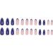 Justotry 24 Pcs Glitter Almond Navy Blue French False Nails - Medium Stiletto Stick on Nails with Nail Glue for Women - Nail Art Fake Nails - Buy Online on GoSupps.com