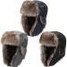 3 Pieces Russian Trapper Ushanka Hats for Men Women Winter Bomber Eskimo Warm Windproof Hats with Ear Flaps Classic Style