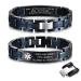 MEALGUET Custom Free Engraving Stainless Steel 2-Tone Black Brushed Medical Alert Link Wristband ID Bracelet for Men 8.2"-8.6"(link can not remove)2-tone